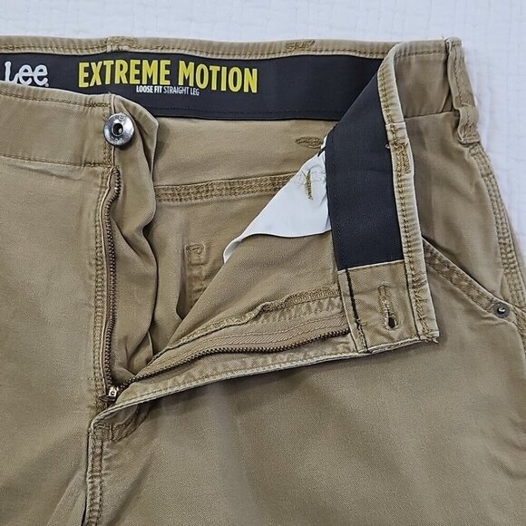 Lee Extreme Motion Utility Pants Men 36x32 Beige Loose Fit Straight Stretch - Picture 13 of 16